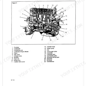 Belarus MTZ 50-80-90, MTZ 500-800-900 D-240 diesel engine cross-section diagram with numbered component parts list.