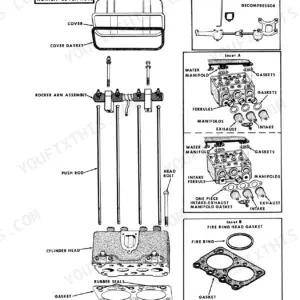 Case 1150 CRAWLER cylinder head removal and installation exploded view showing rocker arm, push rods, manifolds, and gaskets.