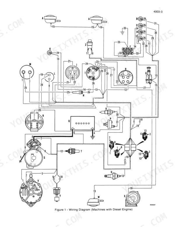 Case 1835 Uni-Loader service manual — wiring diagram for diesel-engine machines, p. 545