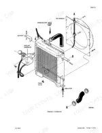 case-1840-1845c-skid-steer-service-manual-8-11093-exploded-view-28.webp Case 1840, 1845C, 1840 Skid Steer exploded view of radiator installation, fan shroud, coolant reservoir, and hoses.