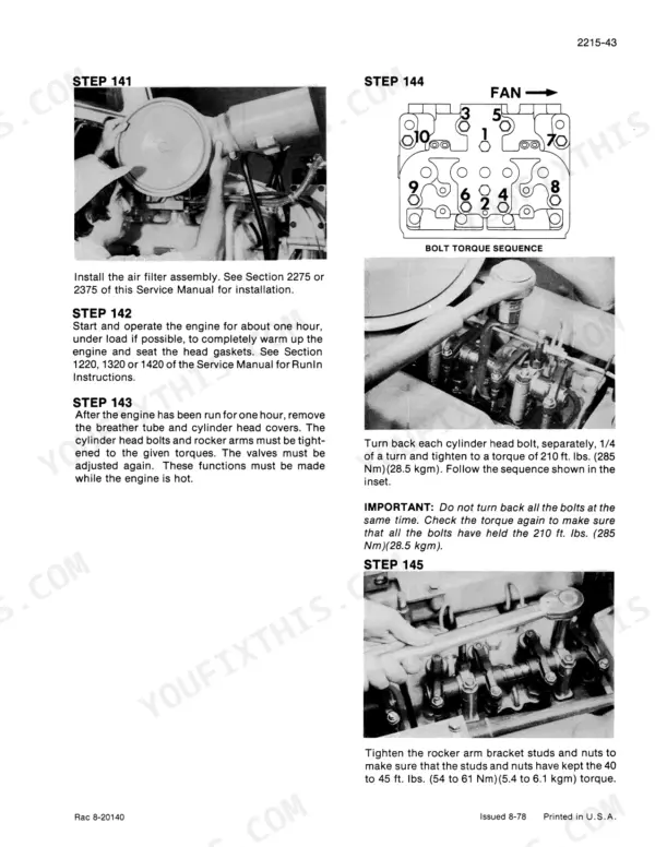 Case 2090 service manual - Bolt Torque Sequence