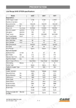 case-40-to-xt-skid-steer-service-manual-specs-10.webp Case 40 XT, 60 XT, 70 XT skid steer technical specifications table for engine, hydraulic system, and loader performance.