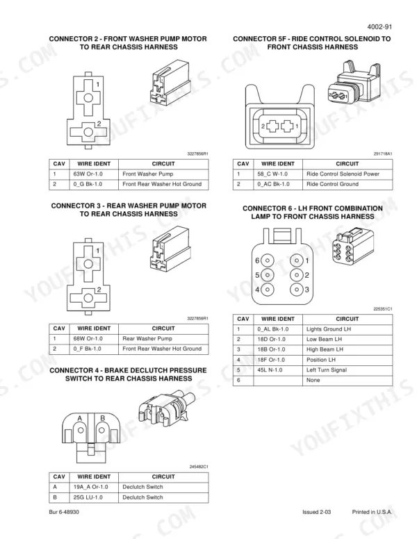 Case 521D service manual - Connector 2 - Front Washer Pump Motor