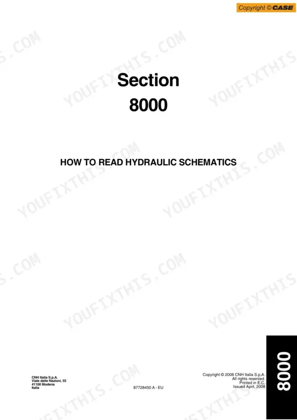 Case 521E, 521E TIER III, 521E Loader, 521E Wheel Loader Section 8000: How to Read Hydraulic Schematics manual page.