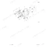Case 595SLE, 595LSP exploded view diagram of the starter motor assembly and mounting hardware components.