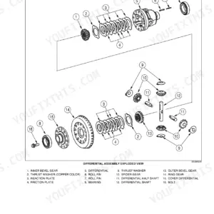Case 621E, Wheel Loader, 621E Tier 3: Exploded view diagram of the differential assembly with numbered parts list.