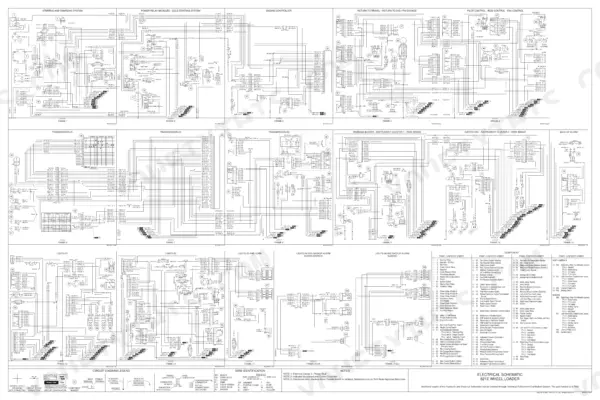 Case 621E, Wheel Loader, 621E Tier 3 electrical wiring schematic showing system circuits, components, and wire index.