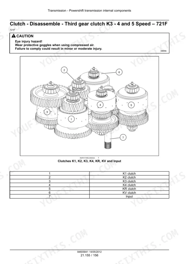 Case 621F repair manual - Clutch - Disassemble - Third gear clutch K3 - 4 and 5 Speed – 721F