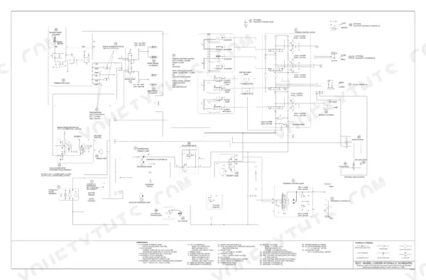 Case 821C Loader, 721C Loader hydraulic schematic diagram showing pumps, valves, cylinders, and component list.
