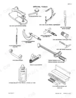 case-corporation-1088-crawler-excavator-service-manual-don-8-86380-exploded-view-67.webp Case Corporation 1088 special tools list including valve spring tester, compressor, micrometer, and bushing driver set.