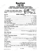 Case Corporation 1150B, 1450 engine specifications table including bore, stroke, firing order, and lubrication system data.