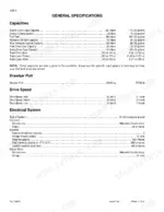 case-corporation-9050b-excavator-service-manual-7-64192-specs-17.webp Case Corporation 9050B general specifications table for fluid capacities, drawbar pull, drive speed, and electrical system.