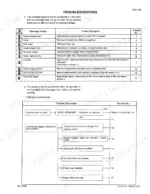 case-corporation-9050b-excavator-service-manual-7-64192-troubleshooting-130.webp Case Corporation 9050B troubleshooting table for warning messages and engine control area flow chart.