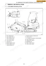case-cx15b-cx18b-mini-excavator-service-manual-87743532-procedures-235.webp Case CX15B, CX18B diagram showing attachment pin locations for boom, arm, bucket, and dozer cylinder components.