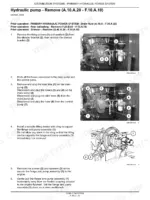 case-cx75sr-cx80-crawler-excavators-repair-manual-9-93290gb-procedures-66.webp Case CX75SR, CX80 hydraulic pump removal procedure with photos and diagrams of pump hose and flange assembly removal.