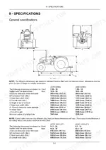 case-ih-jx55t-jx75t-tractor-operator-manual-48063711-specs-109.webp Case IH JX55T, JX75T tractor general specifications table showing dimensions, wheel base, and turning circle radius.