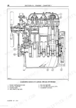 case-ih-jx60-to-jx95-model-tractors-service-manual-6-62720-exploded-view-44.webp Case IH JX60, JX70, JX80, JX90, JX95 engine longitudinal section diagram showing internal components and bolt locations.