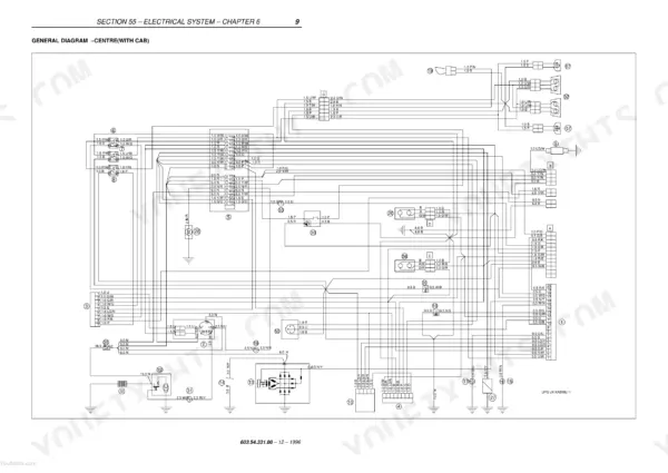 Case IH JX60, JX70, JX80, JX90, JX95 electrical system general wiring diagram for models with cab.