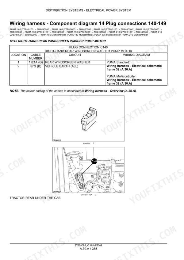 Case IH Puma 165 service manual - Electrical Power System, Distribution Systems - Electrical Power System