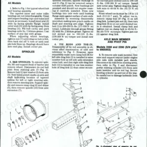 Case/international 2090, 2290, 2390, 2590, 2094, 2294, 2394, 2594 front axle service procedures, wheel bearing, and spindle diagrams