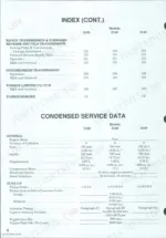 Case/international 5120, 5130, 5140 service manual index and condensed engine service data specifications table.