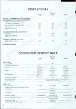 Case/international 5120, 5130, 5140 index and condensed service data table for engine specs and tune-up procedures.