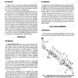Case/International 7110, 7120, 7130, 7140 front axle service procedures, wheel bearing, tie rod, and spindle exploded view.
