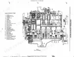 Case International 743-1455XL, D-155-DT402: Longitudinal section diagram of DT-358 engine with numbered component list.