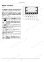 Case SR175B–TV450B B-Series display navigation keypad diagram and icon description table.