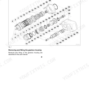Case WX210, WX240 exploded view diagram of the rigid axle gearbox housing components with numbered parts list.