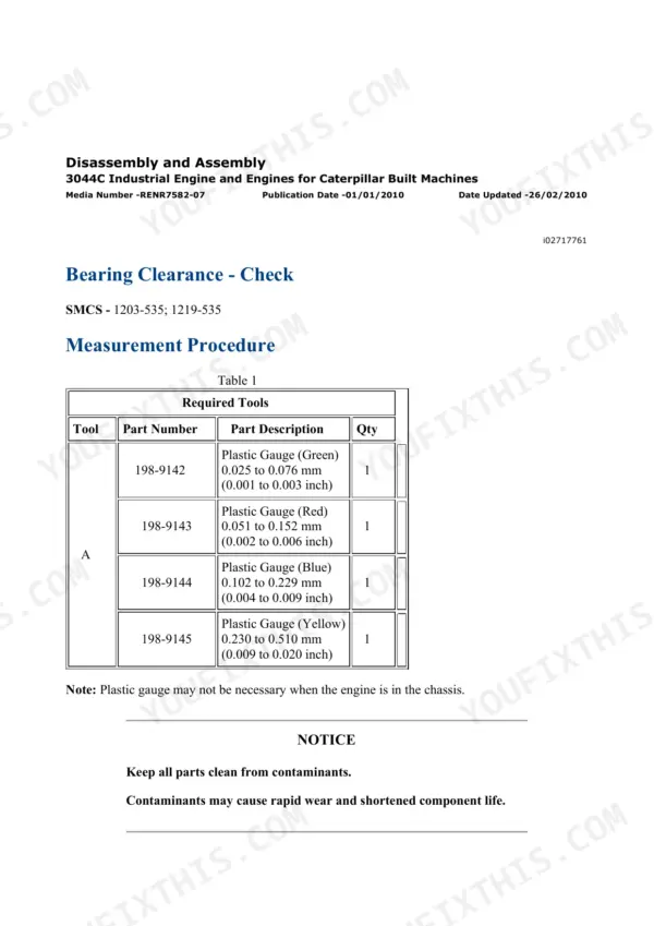 Caterpillar 236B repair manual - Basic Engine, Disassembly and Assembly