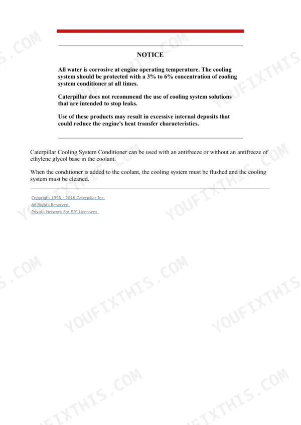 Caterpillar 236B repair manual - Cooling System, Notice