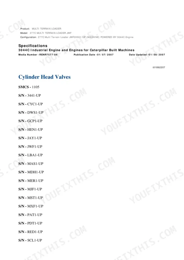 Caterpillar 277C repair manual - Basic Engine, Product: MULTI TERRAIN LOADER