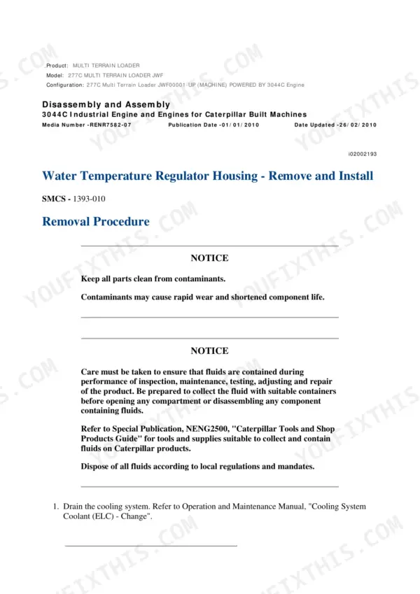 Caterpillar 277C repair manual - Cooling System, Product: MULTI TERRAIN LOADER