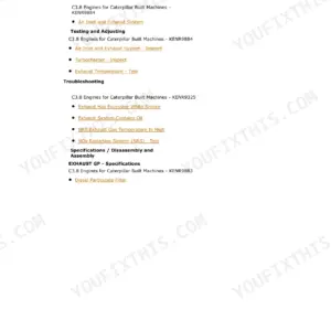 Caterpillar 299D Air Inlet and Exhaust System section index - turbocharger, NOx Reduction System and Diesel Particulate Filter topics for the C3.8 engine