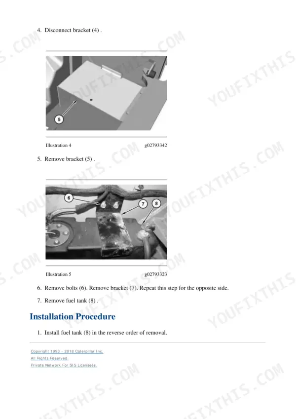 Fuel tank removal and installation procedure from the Fuel System section
