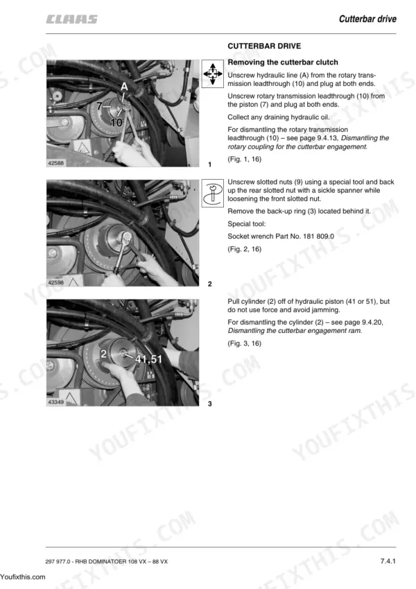 CLAAS Dominator 108 VX repair manual - Cutterbar, Axles and Drive Belts, Cutterbar drive