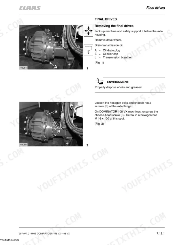 CLAAS Dominator 108 VX repair manual - Fan, Feeder and Final Drives, Final drives