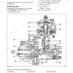Claas Nectis 217-267, 207 injector pump longitudinal section diagram with numbered component nomenclature list.