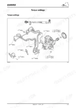 claas-nectis-to-267-tractor-repair-manual-00-11-302-370-torque-30.webp Claas Nectis 217-267, 207 torque settings diagram for fuel injection pump, high-pressure lines, and fuel system components.