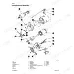 Cnh WX150, WX170, WX200, WX200M exploded view diagram of starter motor disassembly and assembly components.