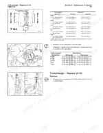 cummins-big-to-855-engine-repair-manual-3810298-00-procedures-249.webp Cummins Big Cam turbocharger radial and axial clearance specifications and removal procedure.