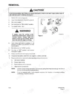 daewoo-solar-225ll-track-excavator-shop-manual-023-00078e-procedures-99.webp Daewoo Solar 225LL, Solar 300LL cab removal procedure, safety warnings, and Figure 1 diagram of control lever maintenance.
