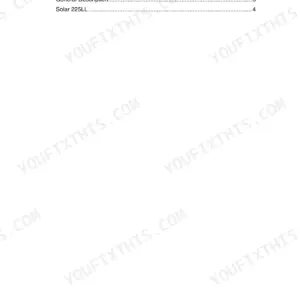 Daewoo Solar 225LL, Solar 300LL table of contents page listing general description and Solar 225LL sections.