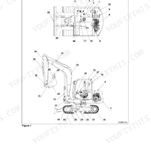 Daewoo Solar 75-V component location diagram showing excavator parts and assemblies.