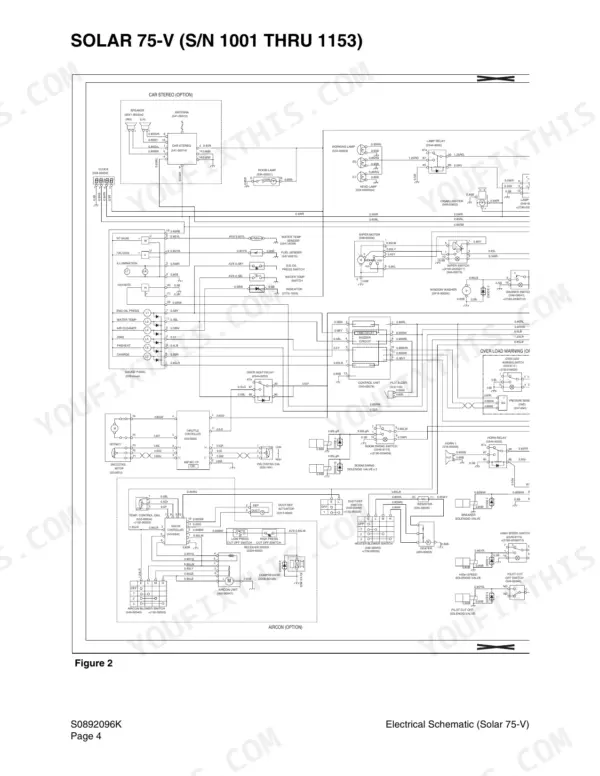Daewoo Solar 75-V electrical schematic diagram for cabin accessories and air conditioning.