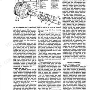 David Brown 770, 780, 880, 990, 1200, 3800, 4600 exploded view diagram of single clutch unit and removal procedures