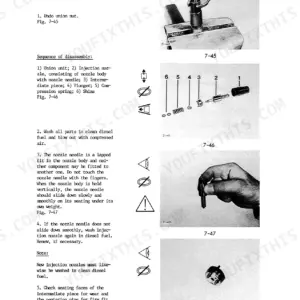 Deutz F1L 511, F1L 511 W, F2L 511, F2L 511 W, FL 511/W manual: procedures for dismantling and reassembling fuel injectors.