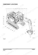 Doosan DX180LC-3 component locations diagram showing numbered parts on the excavator chassis, boom, and bucket assembly.