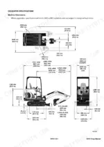 doosan-dx19-compact-excavator-shop-manual-7278164en-specs-623.webp Doosan DX19 excavator machine dimensions diagram showing side, top, and rear views with standard and long arm specs.